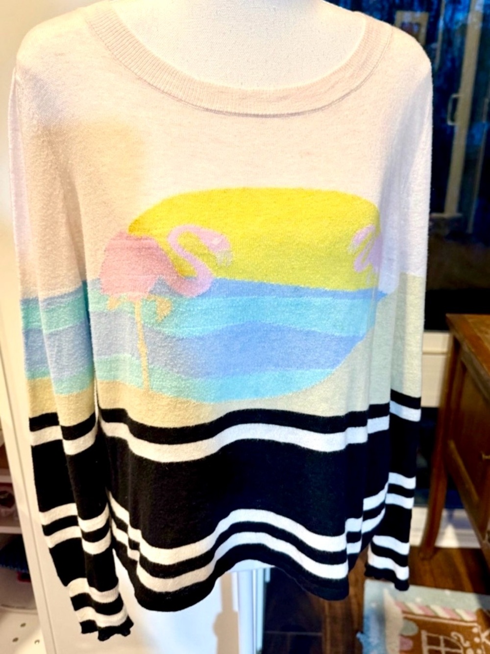 Wildfox Flamingo Sunset Lightweight Sweater size S beachy pastel sunset
